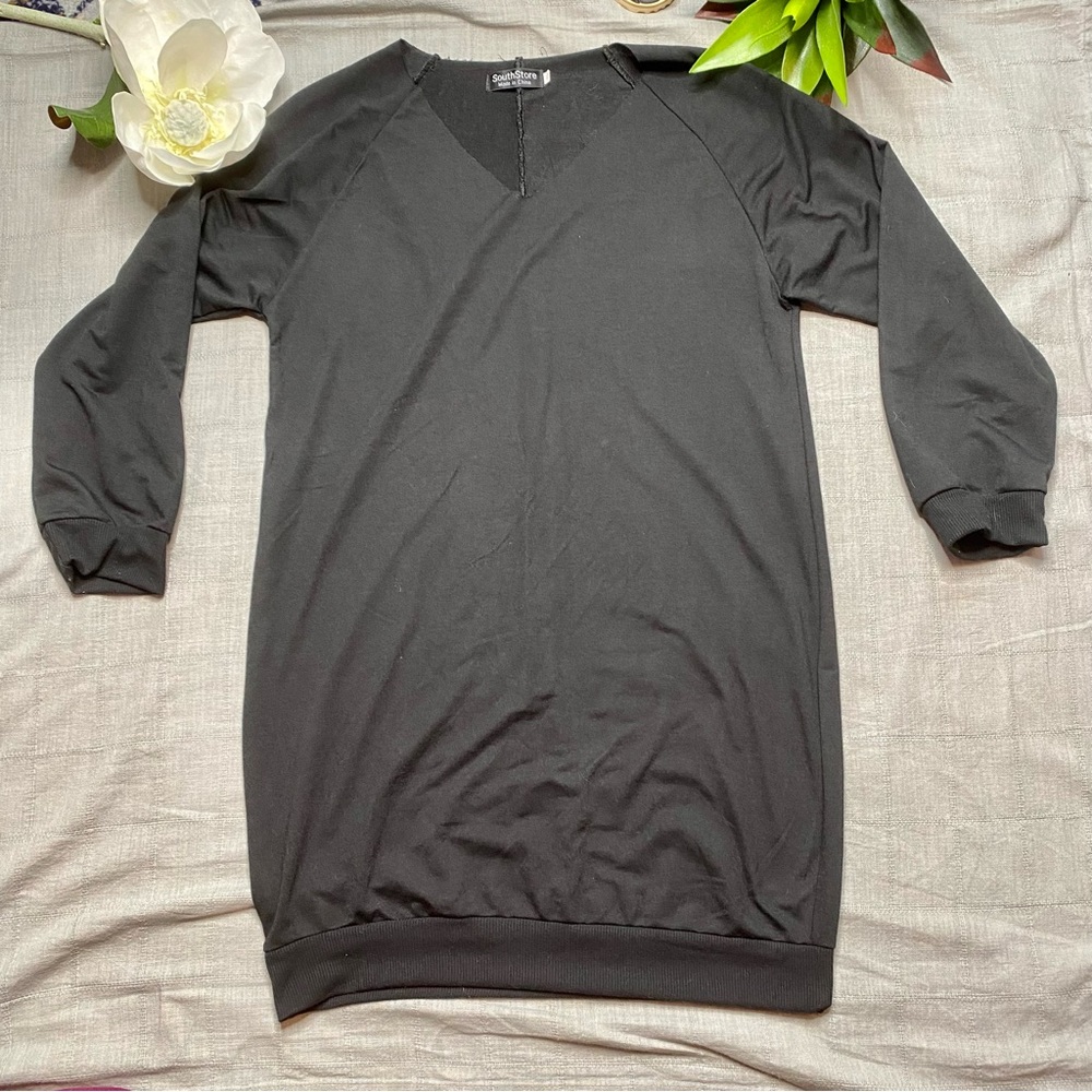 Black v-neck sweater dress